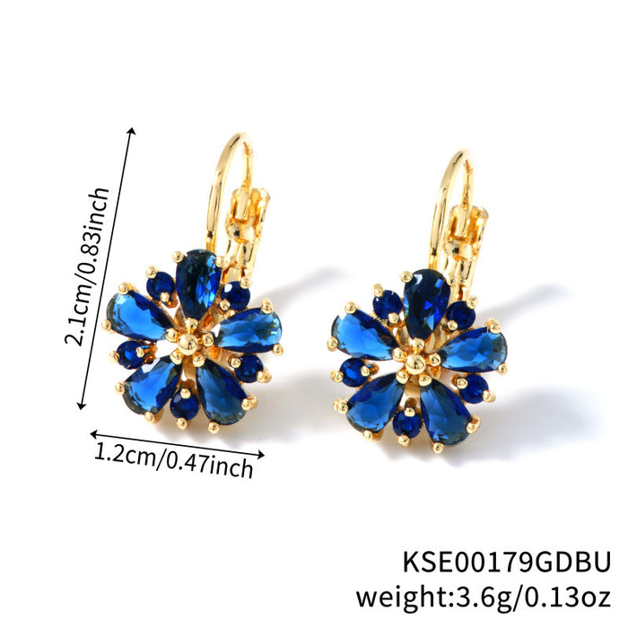 Wholesale Jewelry Colorful Zircon Earrings Wholesale Rose Gold Zircon Hot Selling Earrings