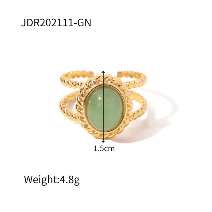 Wholesale Natural stone ring, versatile gemstone bracelet, titanium steel open ring