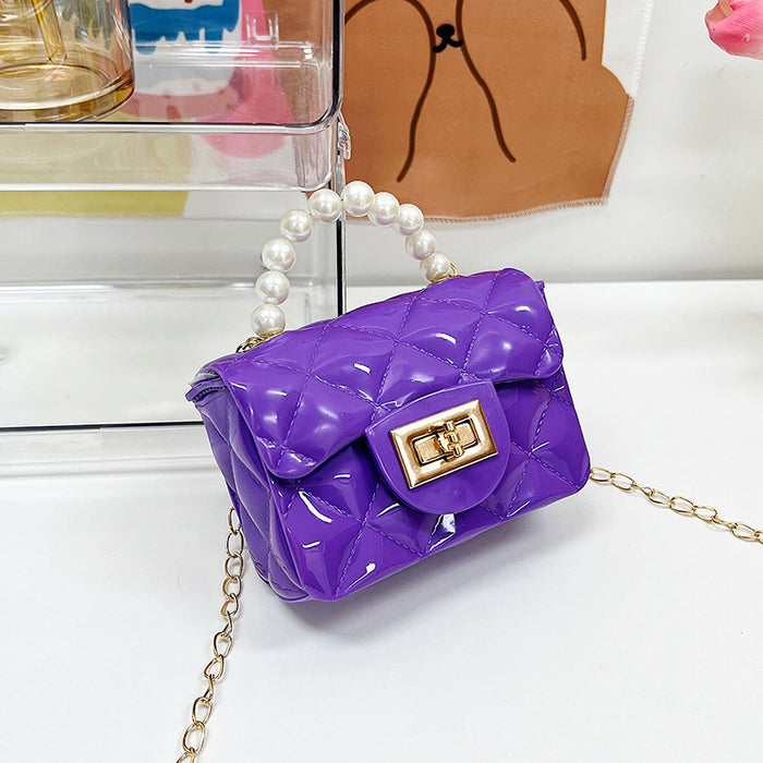 Wholesale PU Children's Pearl Pearl Hand-held Single Shoulder Crossbody Chain Bag JDC-SD-QiSheng006