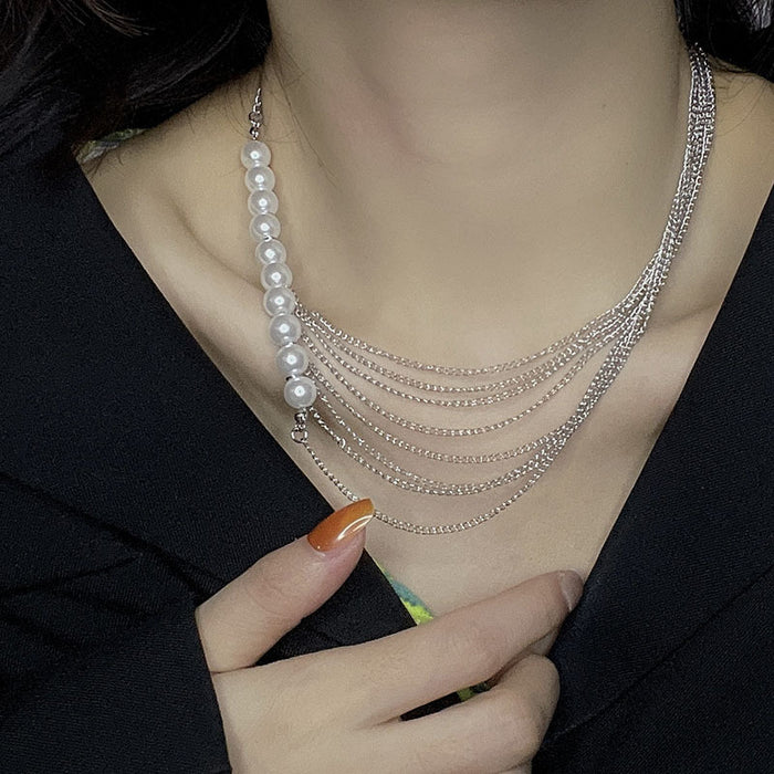 Wholesale Multi-layered Alloy Pearl Necklace JDC-NE-LaiL007