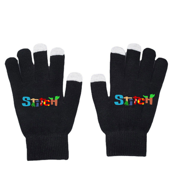 Wholesale Solid Color Printed Black Knitted Gloves JDC-GS-WuDuomei001