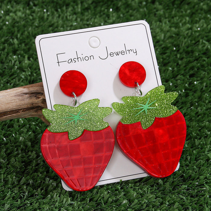 Wholesale Acrylic Earrings White Purple Red Plaid Strawberry Acrylic Earrings Earrings Earrings for Women