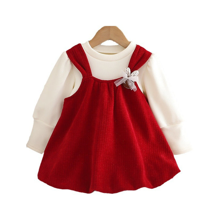 Wholesale Cute Rabbit Autumn and Winter Plus Velvet Children's Dress JDC-CTS-MianY005