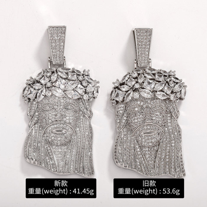 Wholesale full diamond copper zircon head jewelry necklace men's pendant