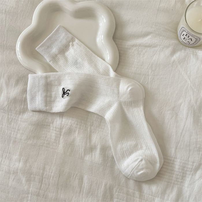 Wholesale Socks, thin, mid length, butterfly knot, long tube, breathable, mesh, stacked socks