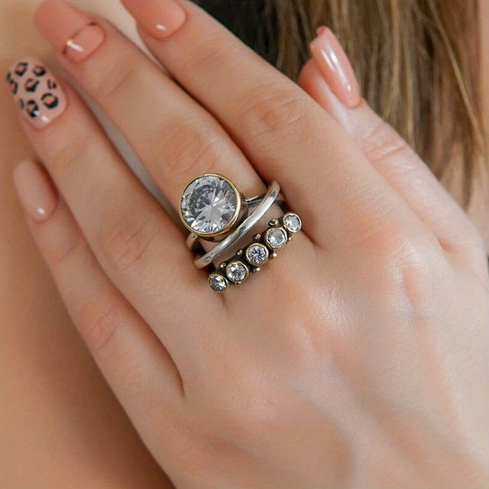 Wholesale Cross border Retro Independent Station New Product Ring Creative New Large Pearl Open Ring Fashion Diamond Set Ring