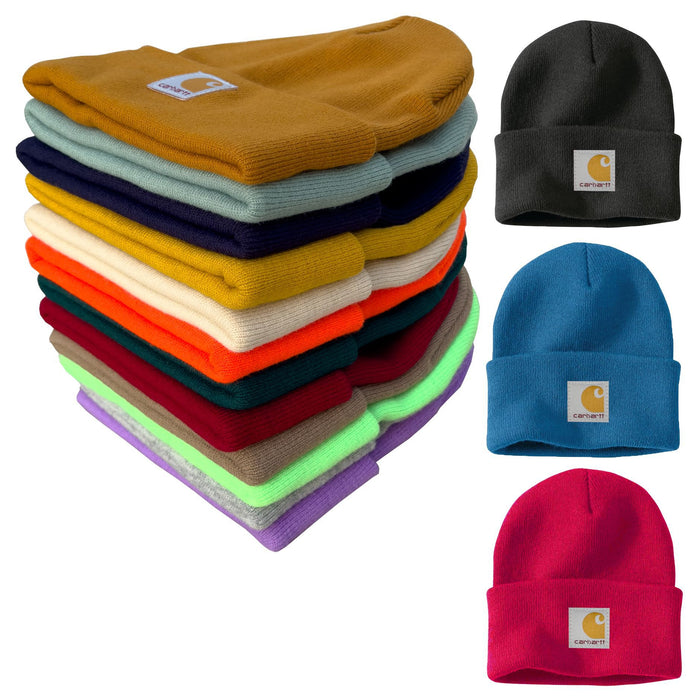 Wholesale Solid color knitted beanie hat with folded brim winter hat