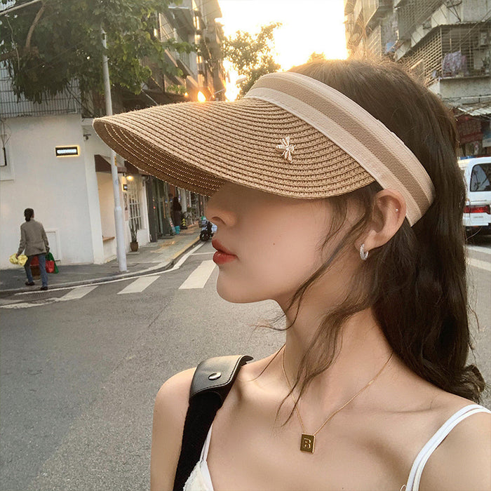 Wholesale Outdoor empty top duckbill hat, children's seaside beach, no top headband, sunshade and sun protection sun hat