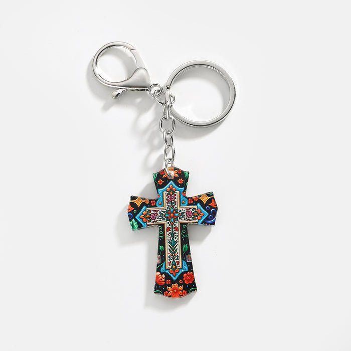 Wholesale Acrylic Cross Keychain JDC-KC-HuiWen017