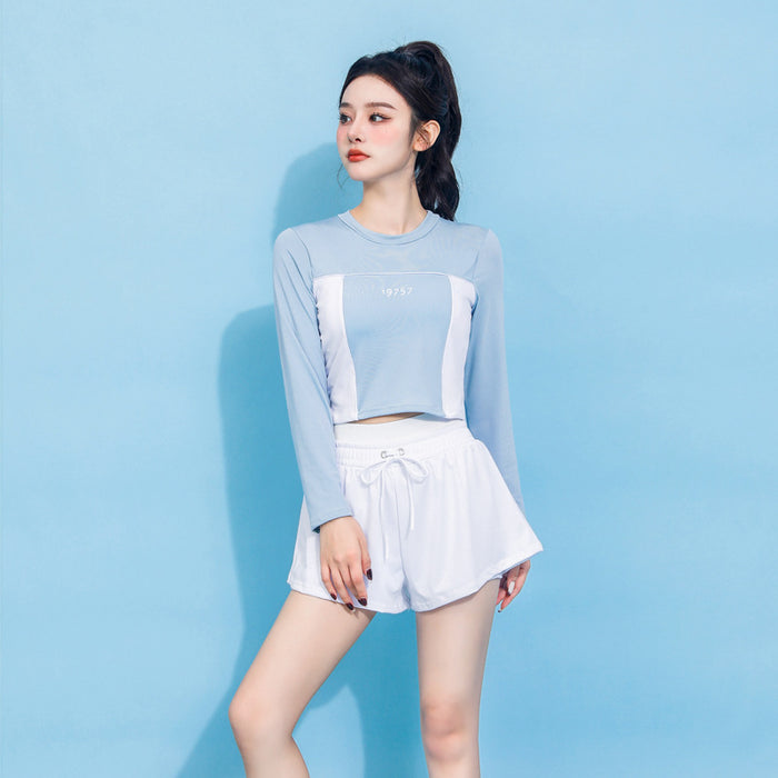 Wholesale New swimsuit quick drying breathable split sports flat angle long sleeved beach vacation swimsuit