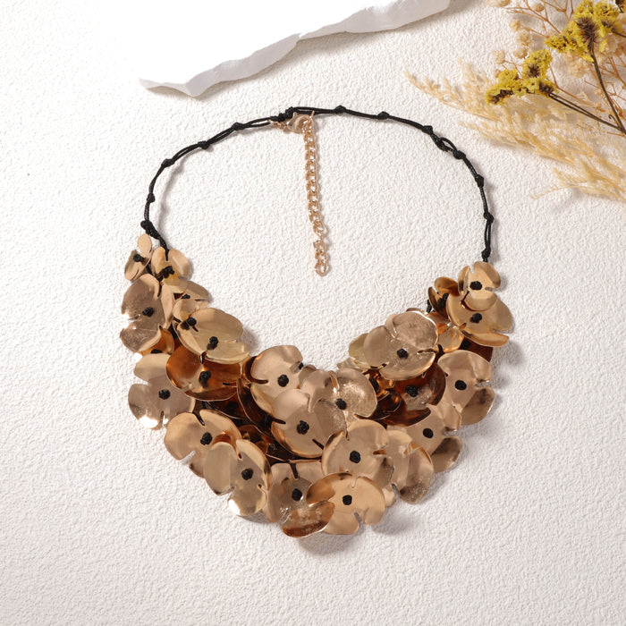 Wholesale Waterfall Multi-layer Metal Flower Wipe Rope Clavicle Chain Unique