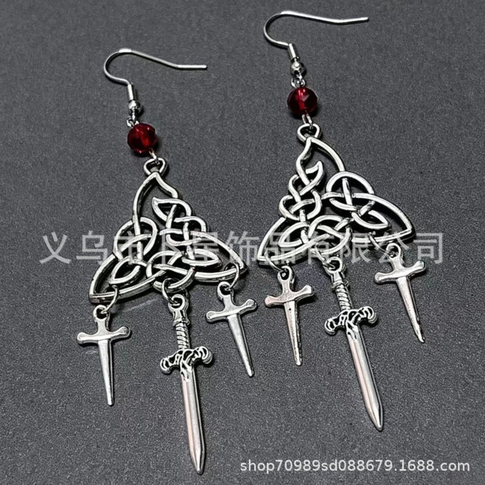 Wholesale Gothic Punk Silver Tone Cross Filigree Earrings Trendy  Jewelry Accessory Boutique Resale