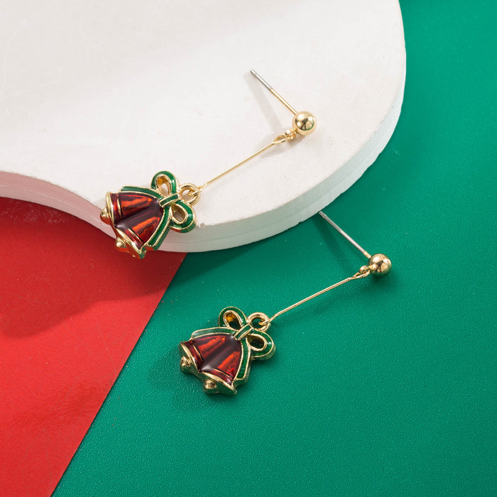 Wholesale Alloy Drip Oil Christmas Earrings Gingerbread Man Santa Bell Party Wear