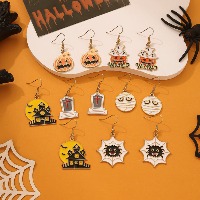 Wholesale Cute cartoon style ghost pumpkin head design pendant earrings set  earrings for women
