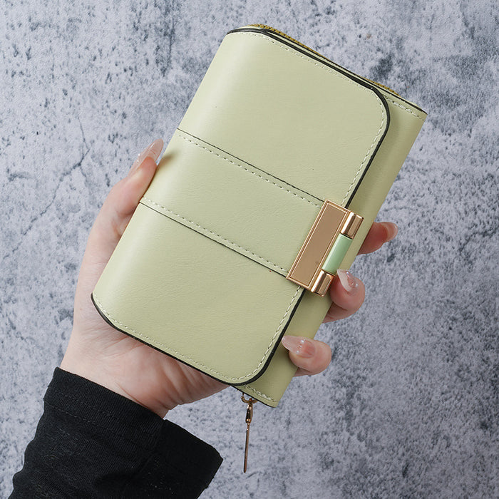 Wholesale Women' s Black PU Leather Tri-fold Wallet with Car ing and Multiple Card Slots - Everyday Fashion Accessory