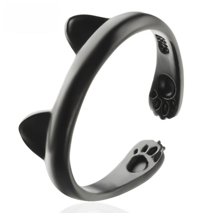 Wholesale Fashionable cartoon footprint ring, cute and personalized open-ended ring