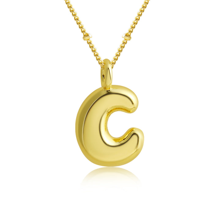 Wholesale Bubble Polished Letter Pendant Copper Necklace JDC-NE-BaiTian012