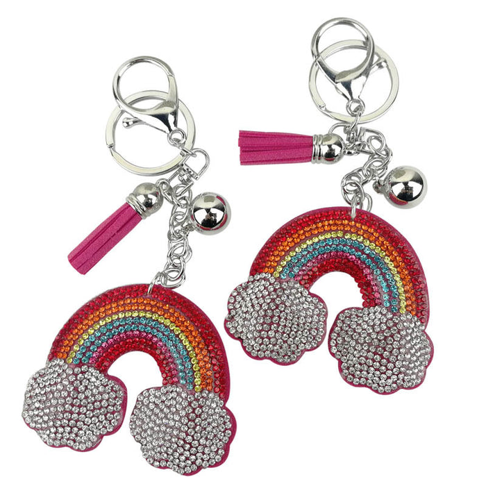 Wholesale Creative Fresh Tassel New Hot Diamond Rainbow Cloud Keychain JDC-KC-HuiSen012