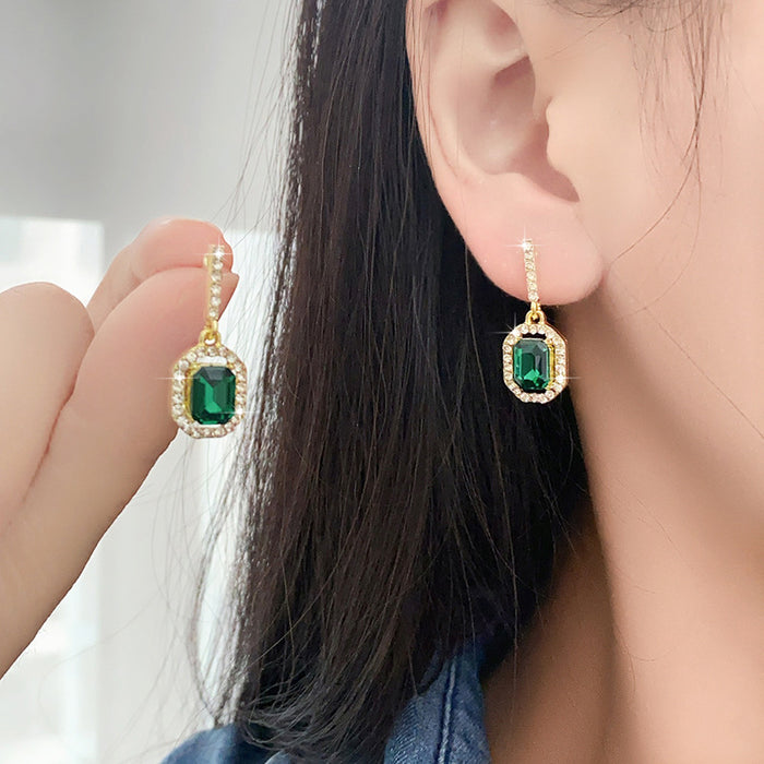 Wholesale Emerald Earrings Women's Internet Celebrity Elegant Earrings