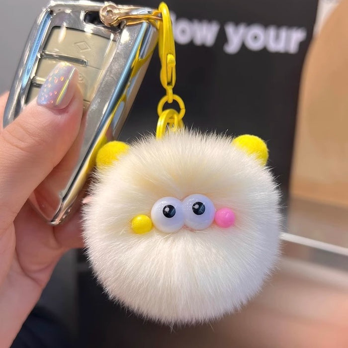 Wholesale Rex Rabbit Fur Small Charcoal Ball Furry Keychain