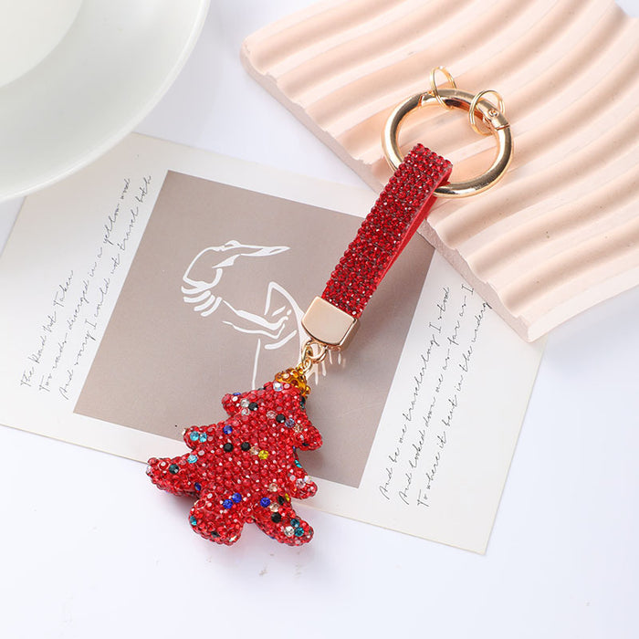 Wholesale Diamond-studded Christmas tree keychain,  Christmas gift,  car keyring