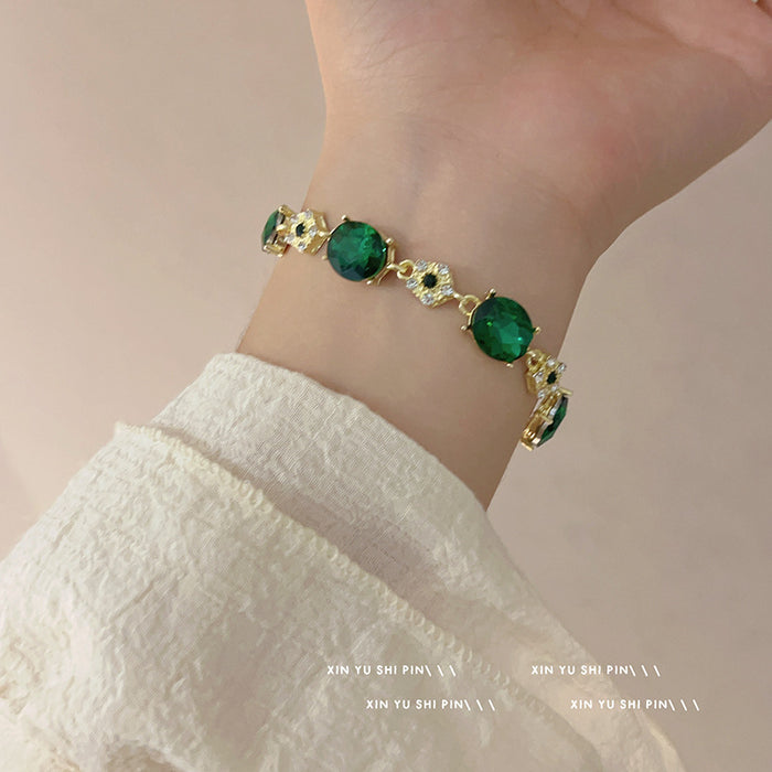 Wholesale Green eyed spirit snake zircon bracelet, niche and versatile, temperament bracelet