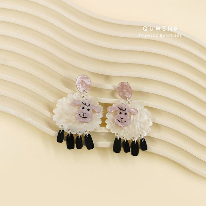 Wholesale Little Sheep Acrylic Printing Earrings JDC-ES-QingM005