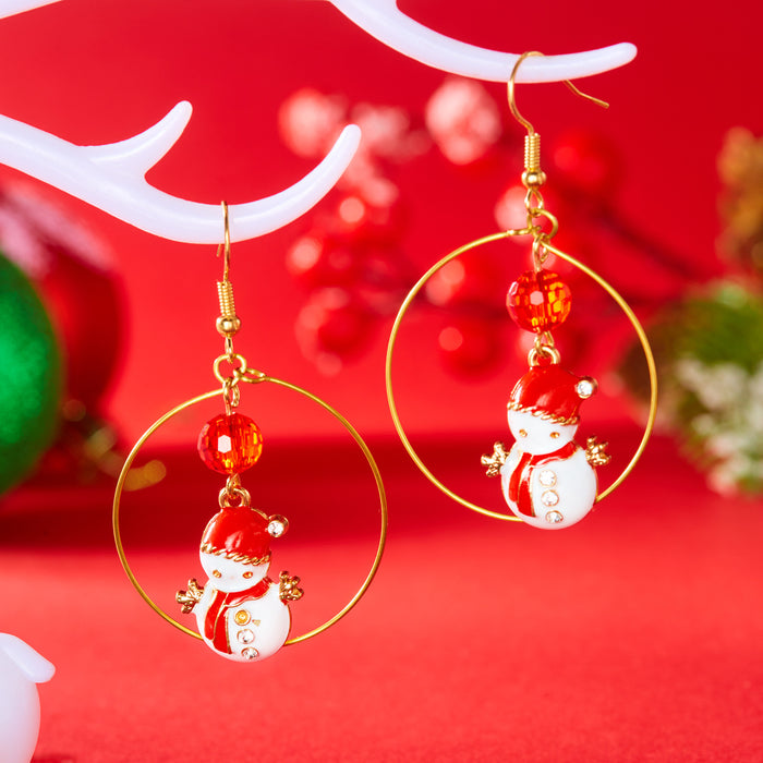 Wholesale Oil-drip Christmas series earrings versatile snowflake bell Christmas paper card earrings for women