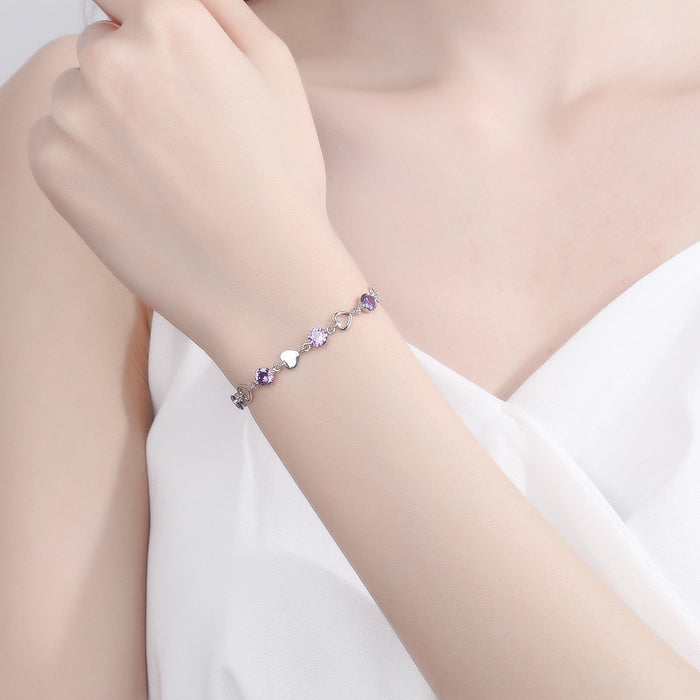 Wholesale Sweet and cool heart-shaped zircon bracelet with niche design, hollowed out heart-shaped bracelet, light luxury and versatile gift