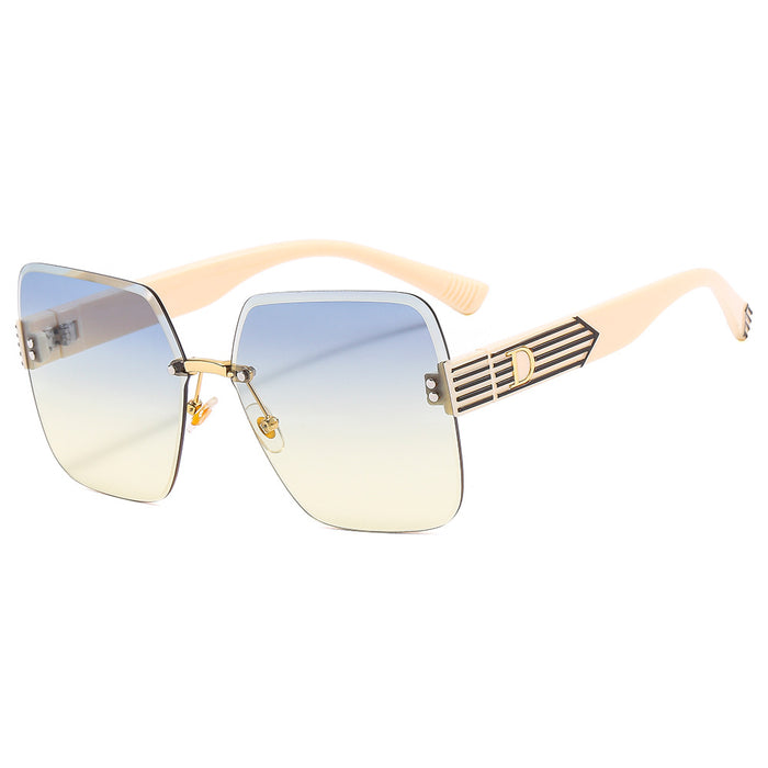 Wholesale Retro Square Metal Rimless Cut-Edge Sunglasses