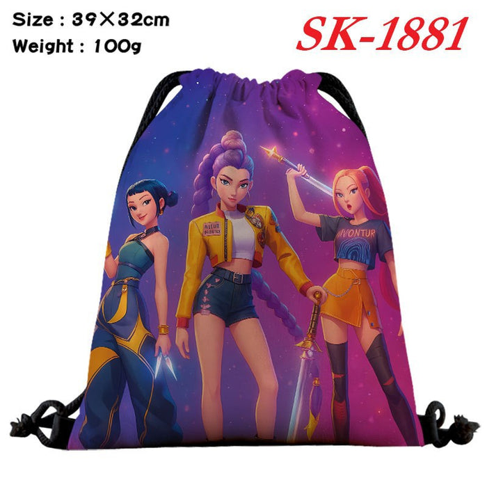 Wholesale Kpop drawstring storage bag with large capacity and full color design also functions as a shopping bag