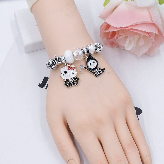 Wholesale Women' s Stainless Steel  Skull Ghost Beaded Bracelet MOQ≥2