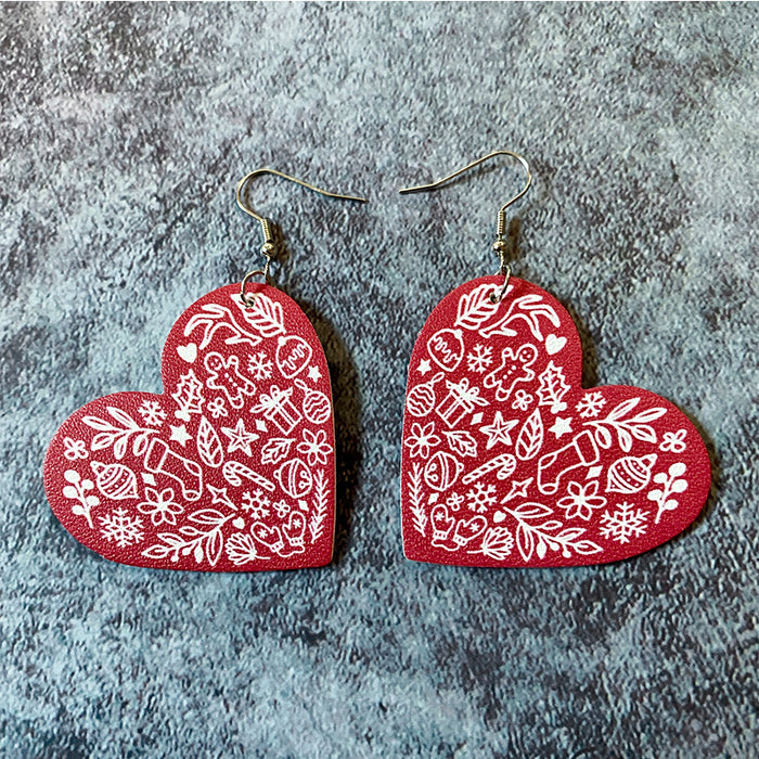 Wholesale Christmas Earrings Santa Elk Green Printing Leather Earrings