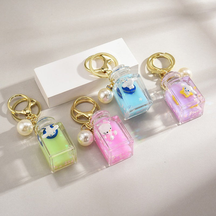 Wholesale Cute Acrylic Liquid Glitter Bottle Keychain