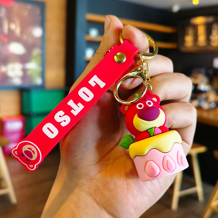 Wholesale Cartoon Strawberry 3D Doll Rubber Keychain JDC-KC-Tingm047