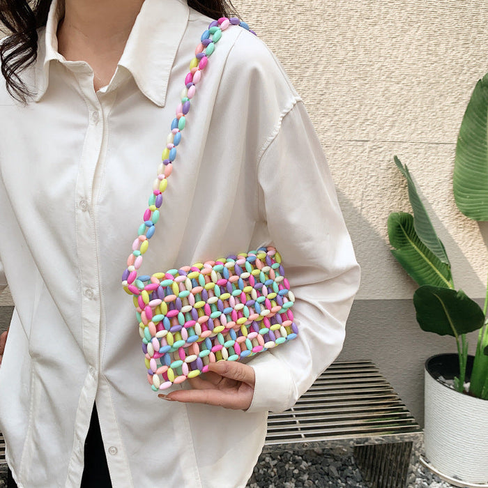 Wholesale Beaded Woven Square Tote Bag JDC-SD-FangPu003