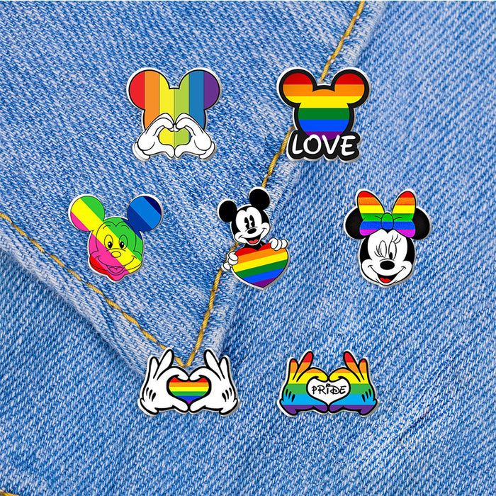Wholesale Cute rainbow Mouse series brooch color collar pin resin collar pin bag accessories