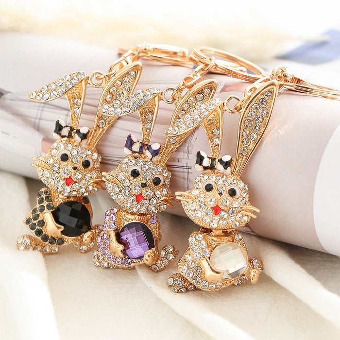 Wholesale Colorful diamond-encrusted alloy keychain