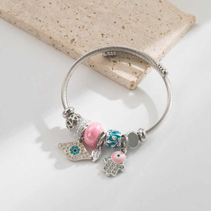 Wholesale Stainless Steel Evil Eye Pendant Bracelet