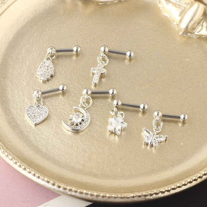 Wholesale Love Zircon Stainless Steel Ear Bone Nail JDC-ES-FanP009