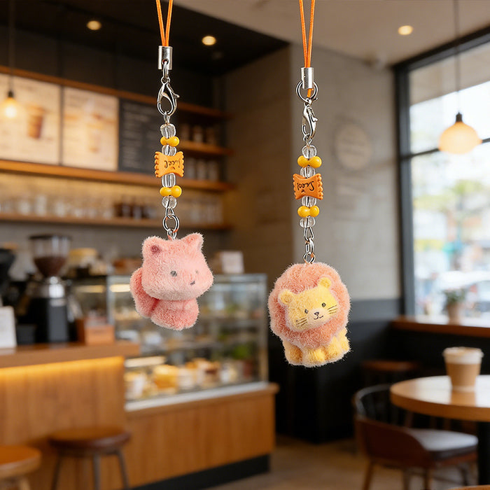 Wholesale Flocked Lion and Fox Series Keychains