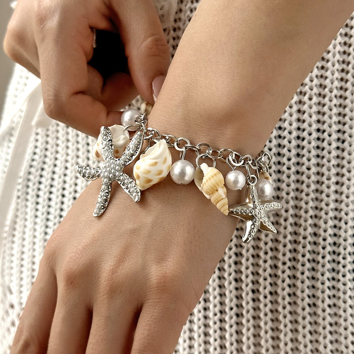 Wholesale Bohemian Sea Star Conch Pearl Necklace Exaggerated Beach Vacation New Shell Single Ring Accessories