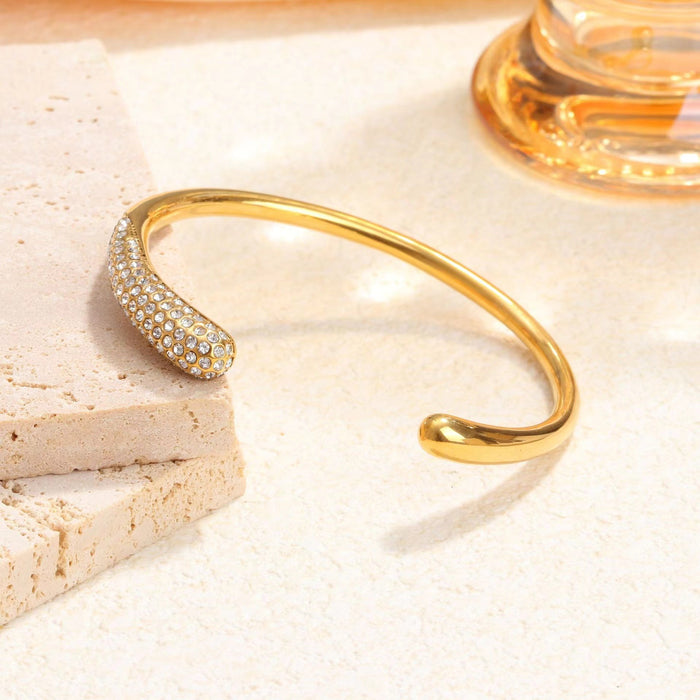 Wholesale Titanium steel bracelet with gold plating and full diamond, high-end and fashionable stainless steel