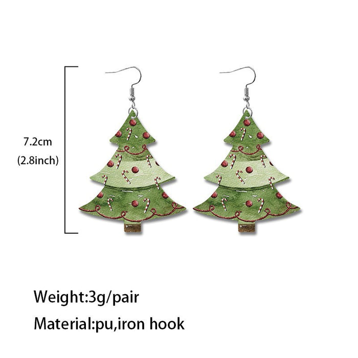 Wholesale Christmas earrings leather Christmas Tree Holiday earrings