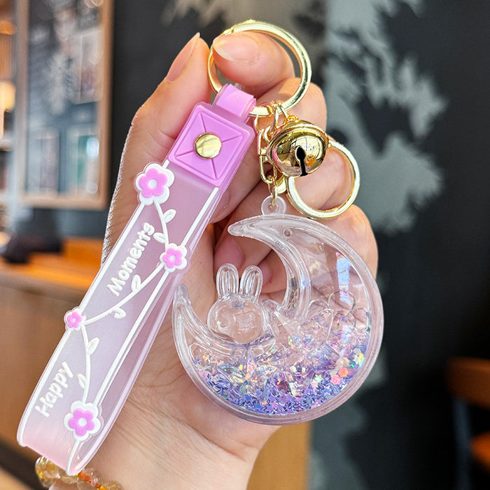 Wholesale Luminous Bubble Bead Star Moon Rabbit Sand Keychain