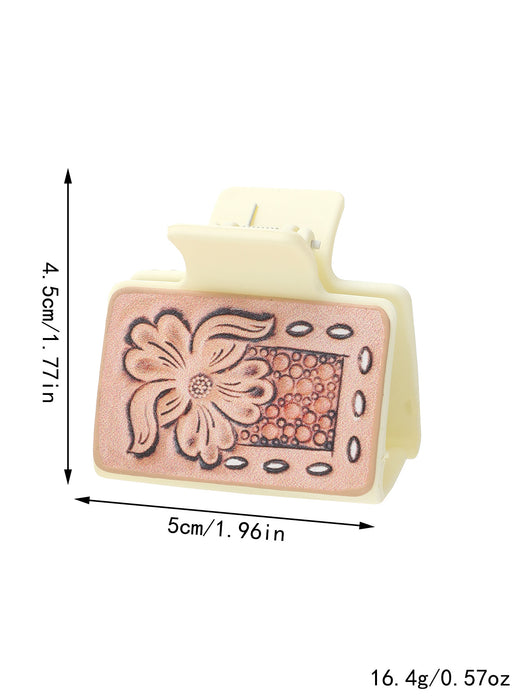 Wholesale Western Style Medium Leather Hairpin Sunflower Shark Clip Women' s Grab Clip