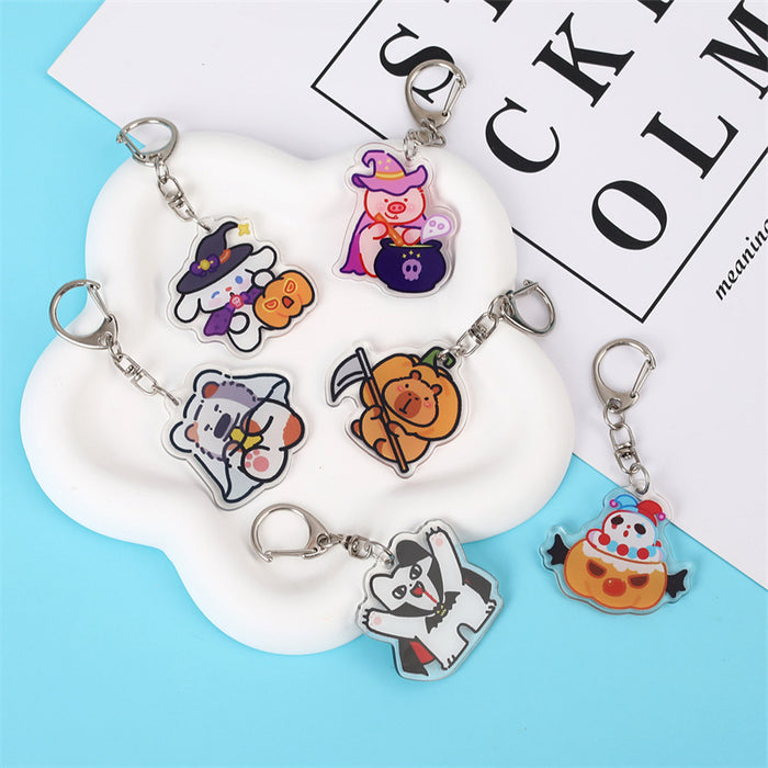 Wholesale Acrylic  Pumpkin Ghost Keychain Cute Double-sided Pendant Fashion Accessory for Gift