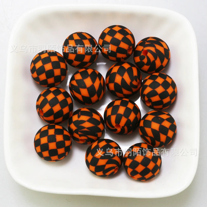 Wholesale 50pcs 15mm Grid Silicone Balls JDC-BDS-HongZhou012