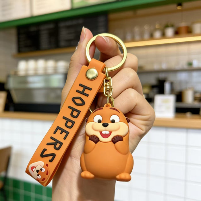 Wholesale Silicone PVC Cartoon Beaver Keychain Bag Charm Decorative Gift for Kids MOQ≥2