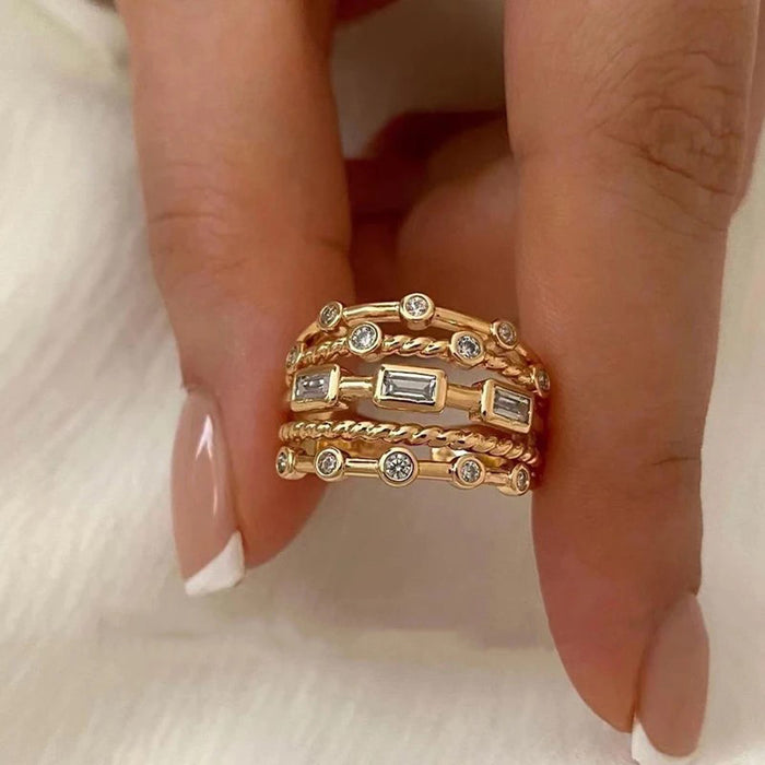 Wholesale Fashion ring ring butterfly personalized multi-layer braided copper geometric exaggeration